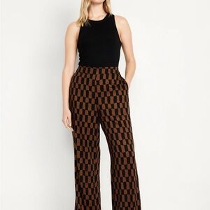 Old Navy Brown Wide Leg Playa Pants with Geometric Flair